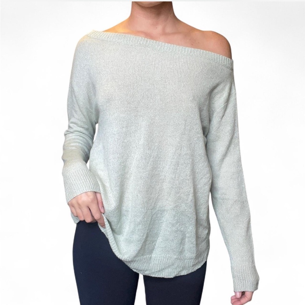 Women's Off-Shoulder Sweater - Light Gray